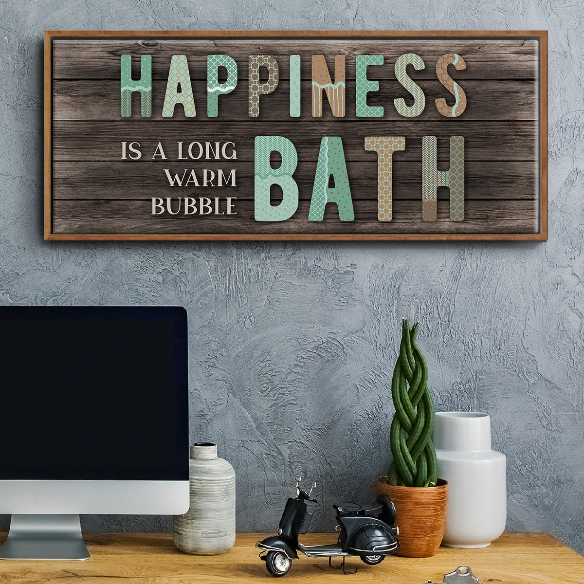Happiness Bath - Floater Framed Canvas Print