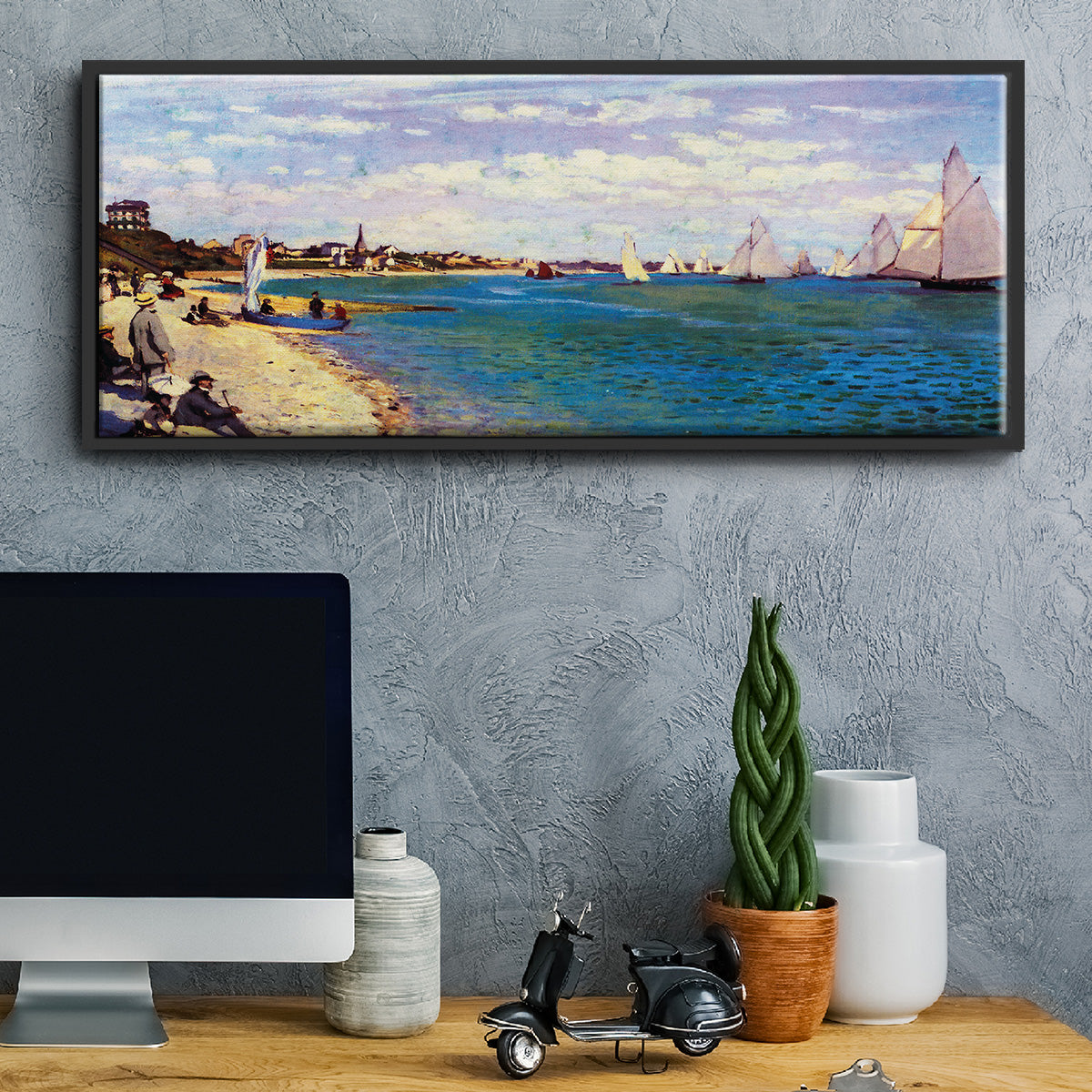 Regatta at Sainte Adresse - Floater Framed Canvas Print