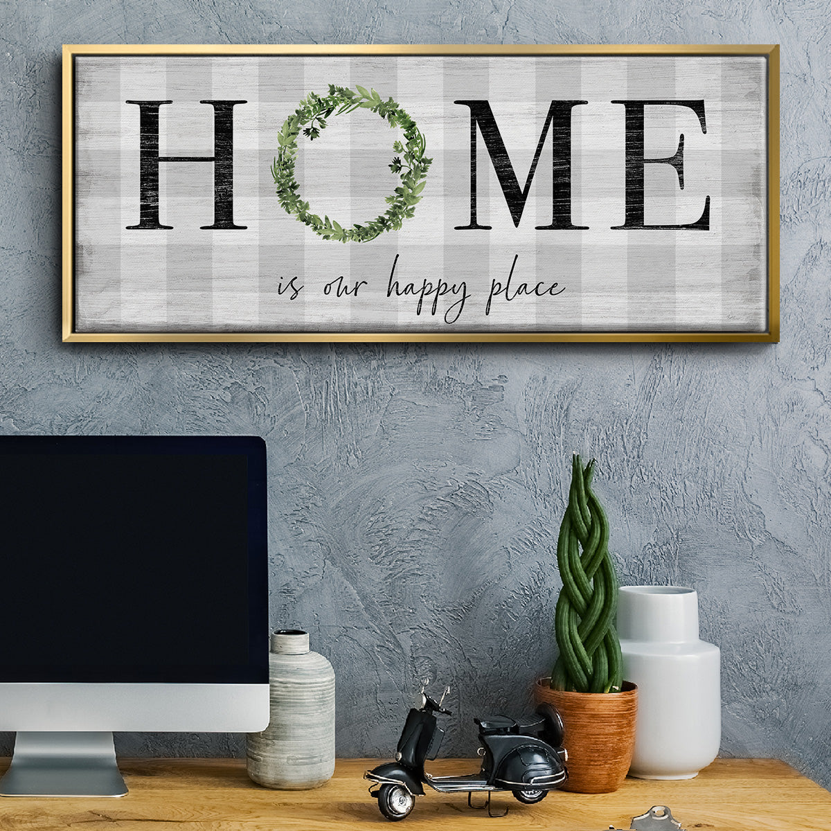 Home is Our Happy Place - Floater Framed Canvas Print