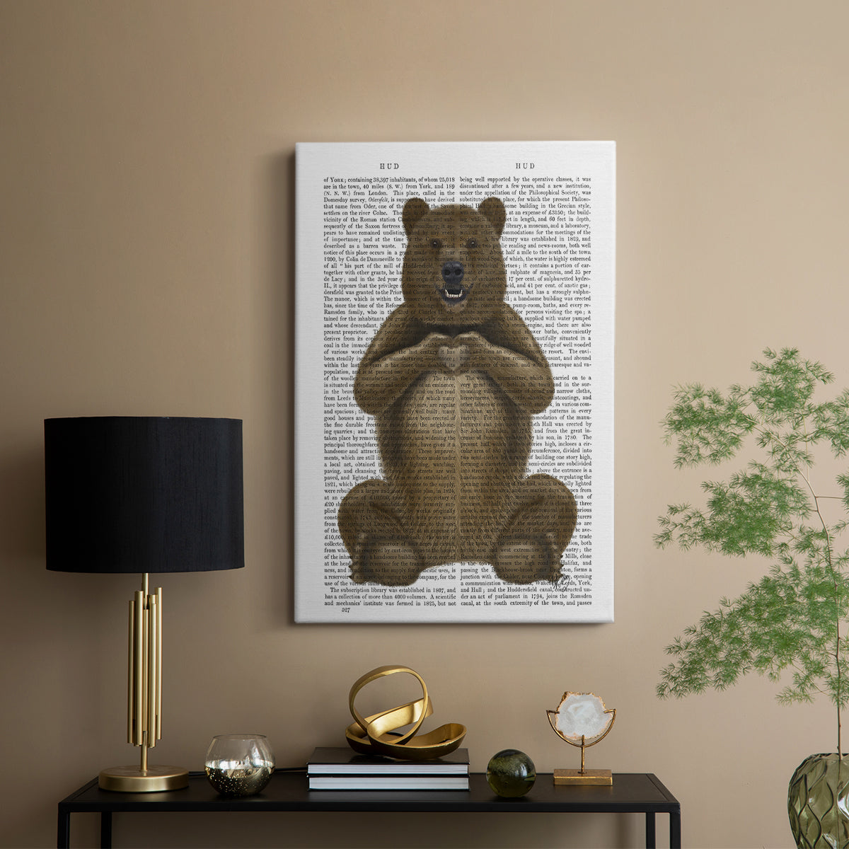 Bear and Hand Heart - Canvas Art Print