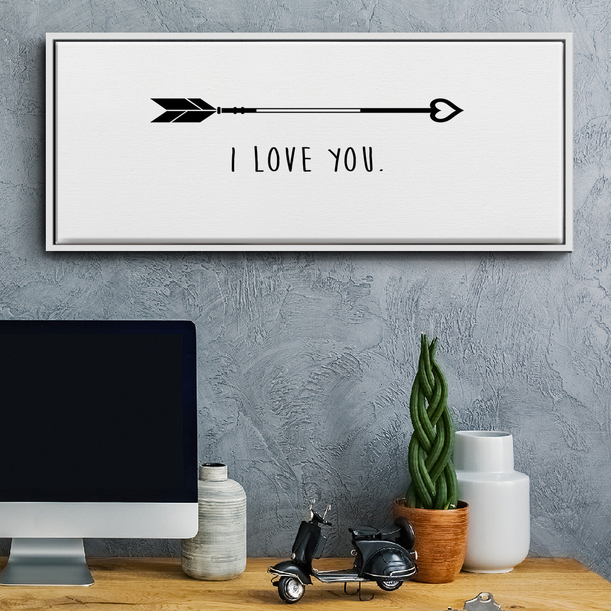 Love Arrow I - Floater Framed Canvas Print