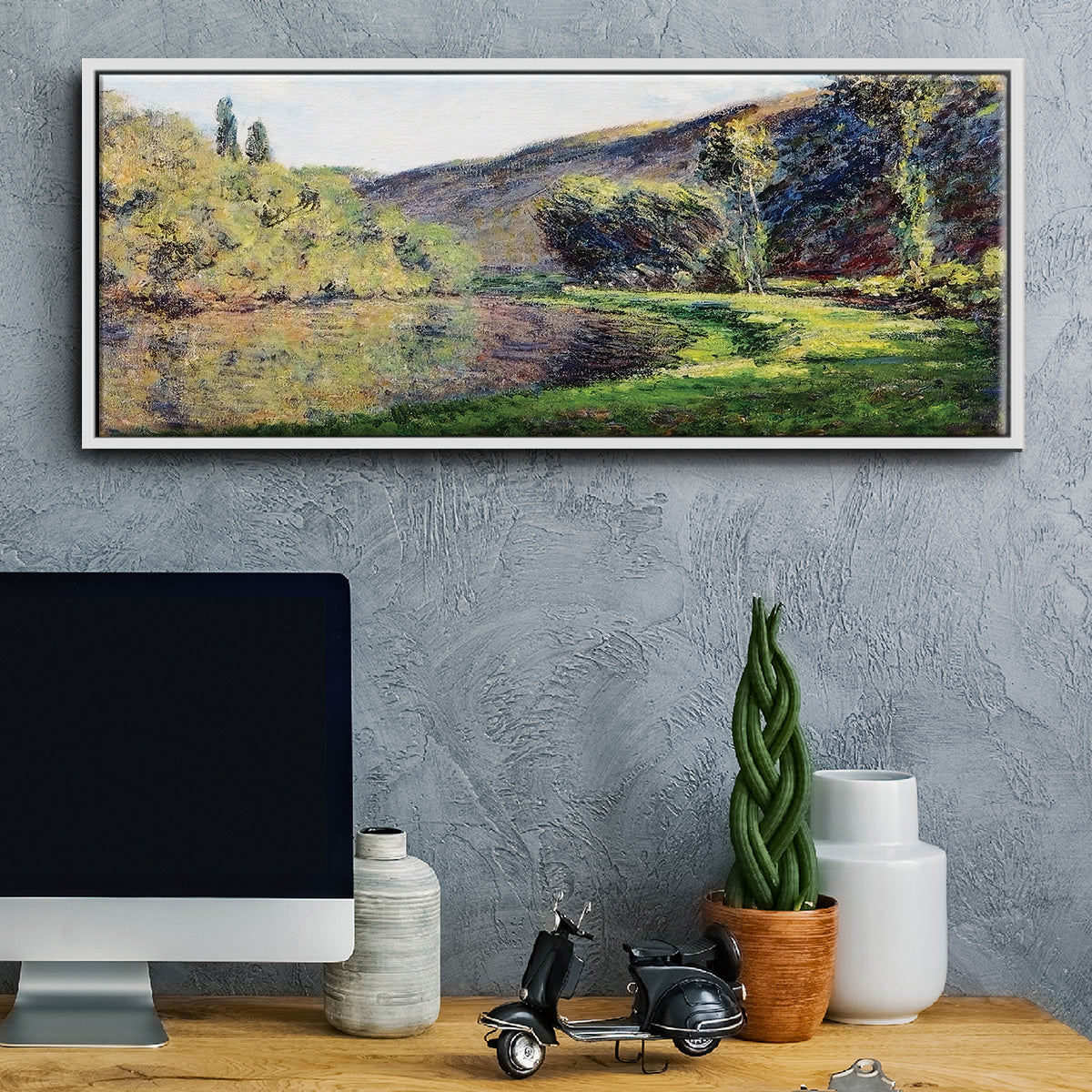 The Seine at Jeufosse, 1884 - Floater Framed Canvas Print