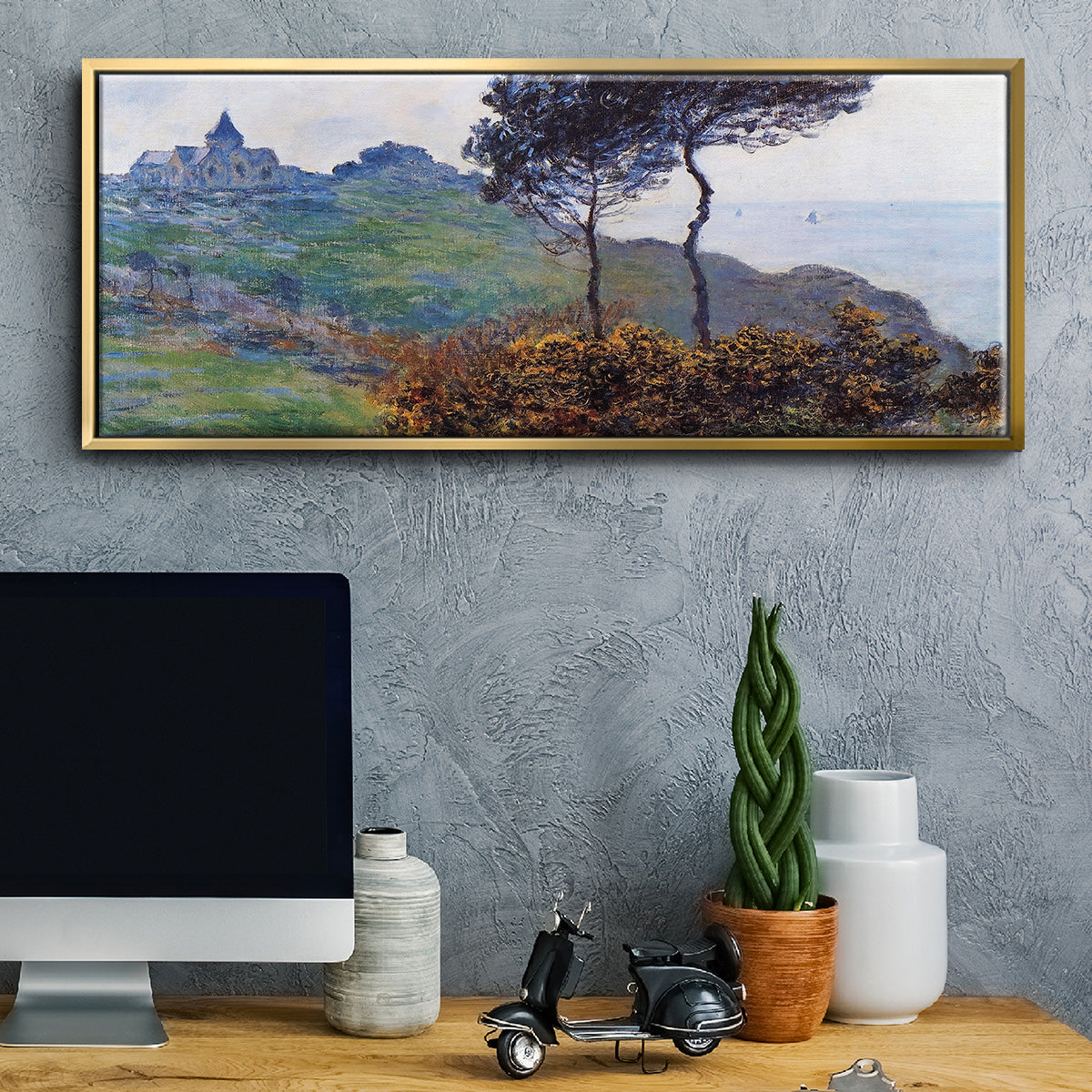 The Church at Varengaville, Grey Weather, 1882 - Floater Framed Canvas Print