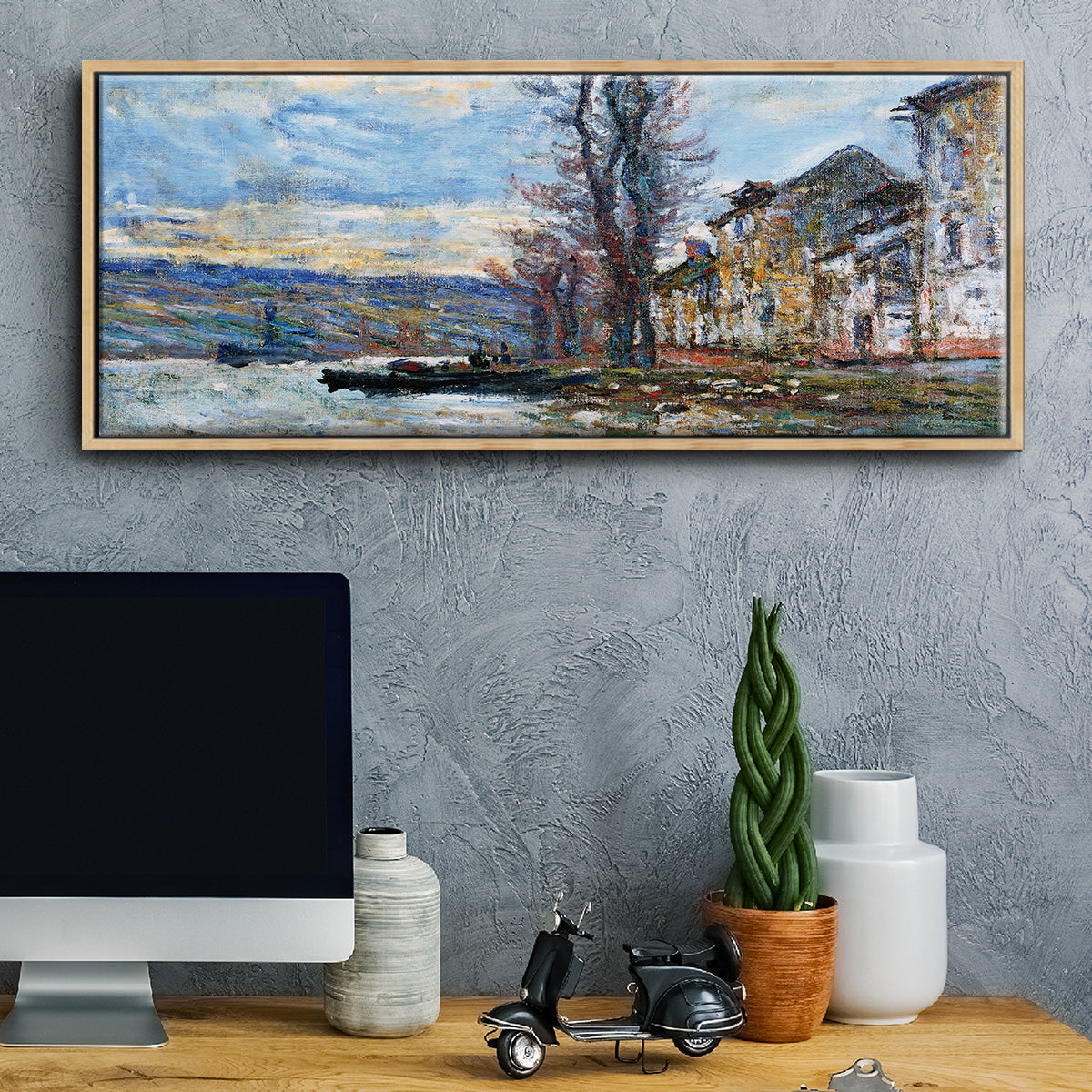 The Seine at Lavacourt, Winter, 1879 - Floater Framed Canvas Print