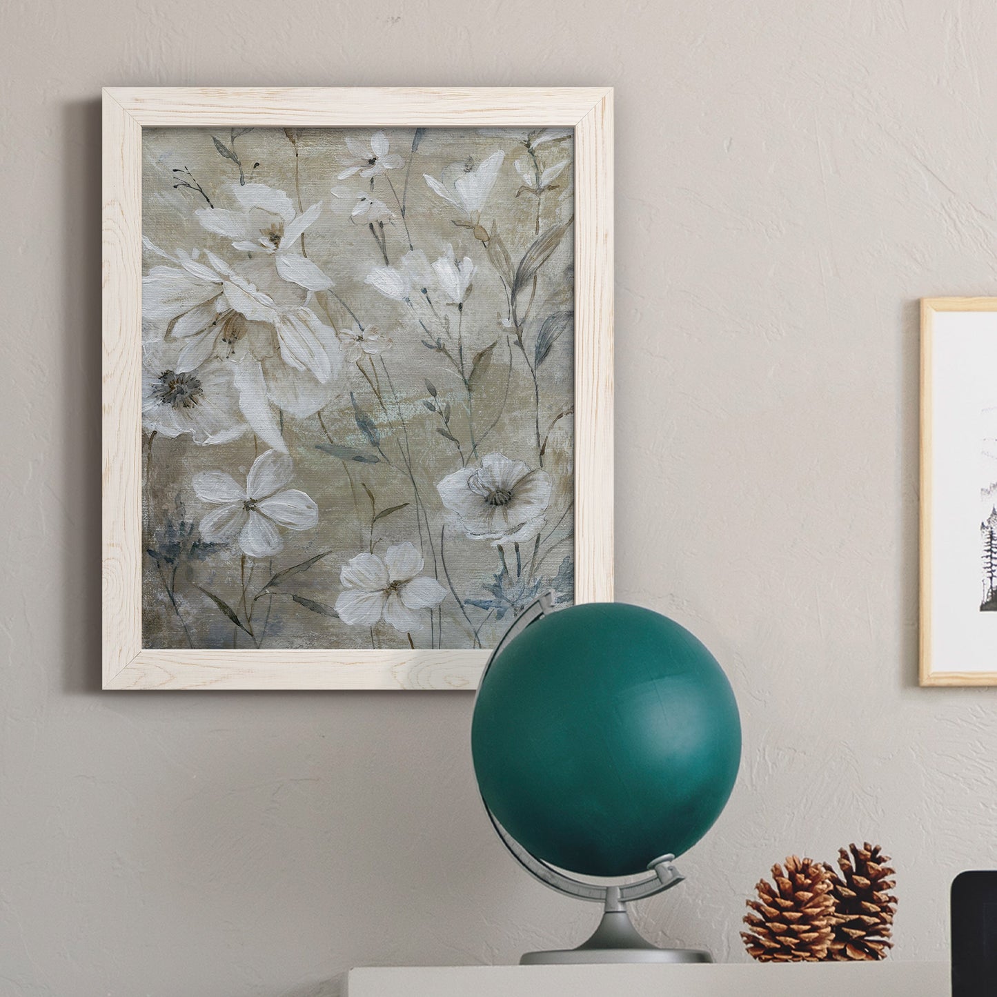 Wildflower Whites - Premium Canvas Framed in Barnwood - Ready to Hang