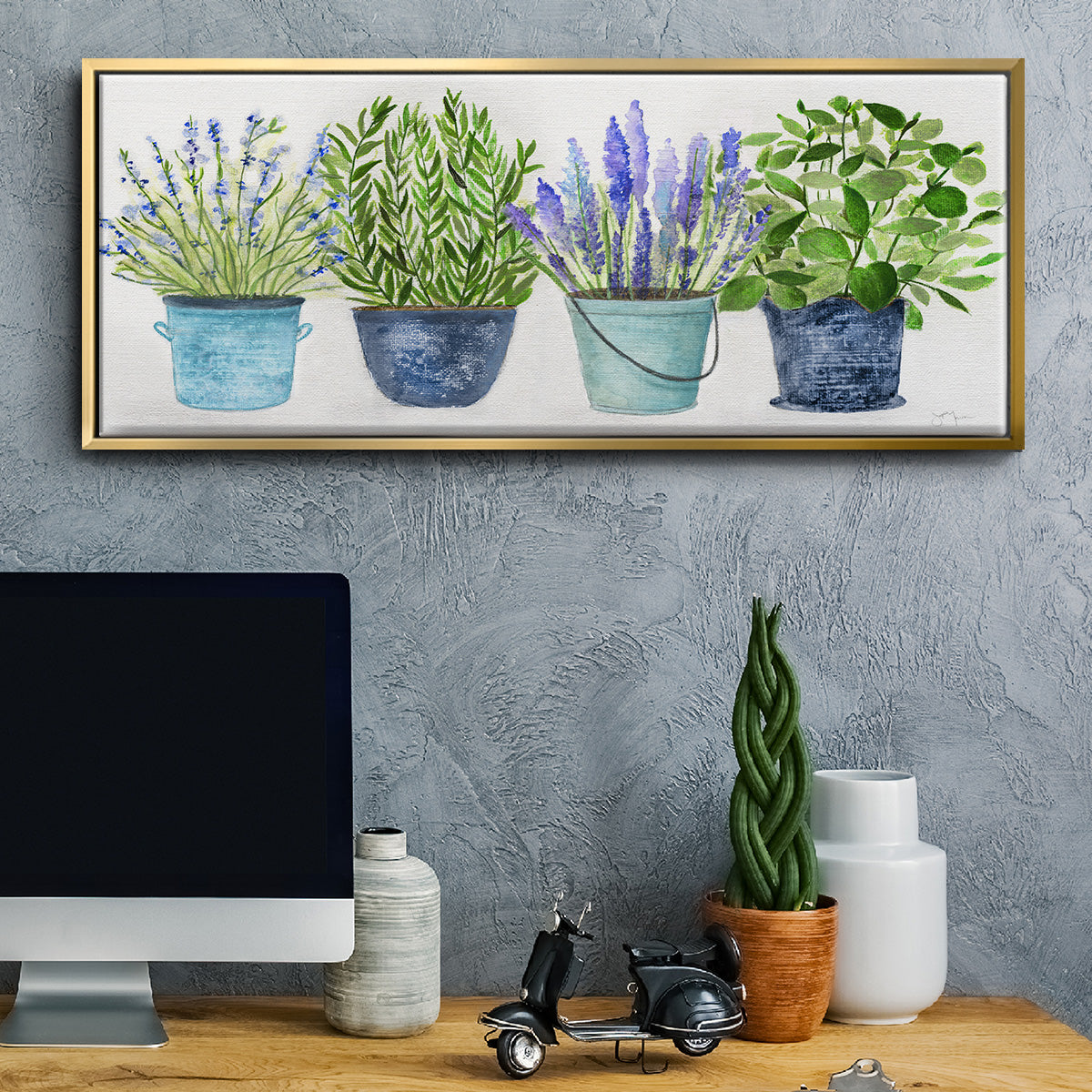 Fresh Herb Collection - Floater Framed Canvas Print
