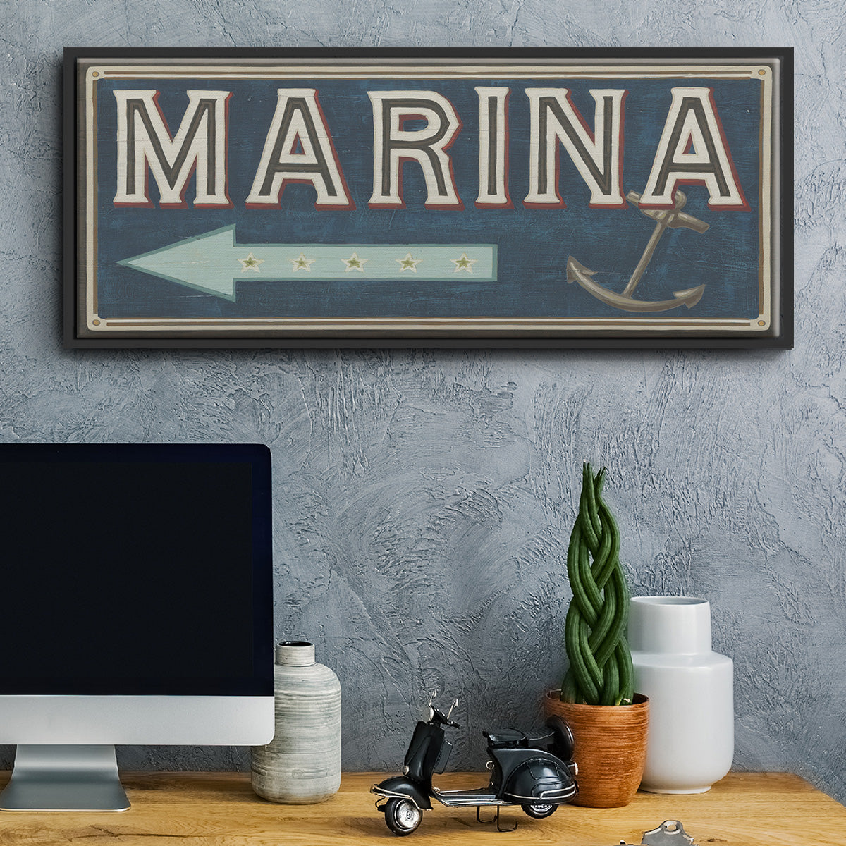 Shoreline Signs II - Floater Framed Canvas Print