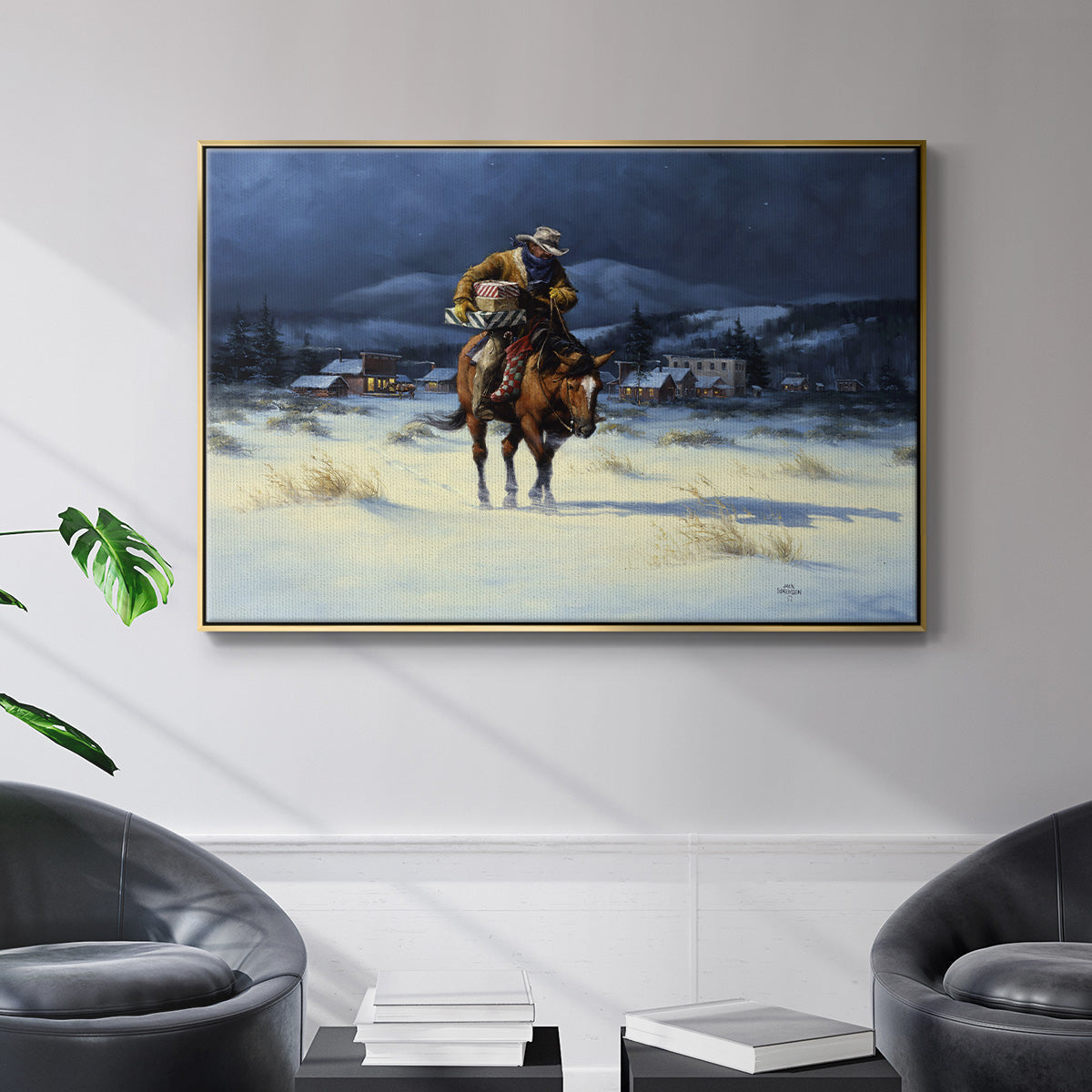 Bringing Christmas Home - Framed Gallery Wrapped Canvas in Floating Frame