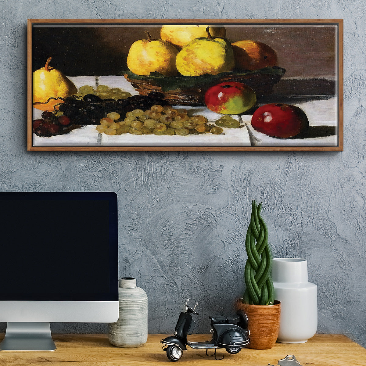 Still Life with Pears and Grapes, 1867 - Floater Framed Canvas Print