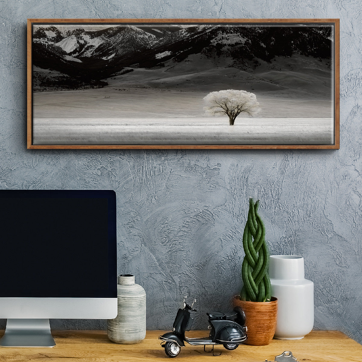 Solitary Tree - Floater Framed Canvas Print