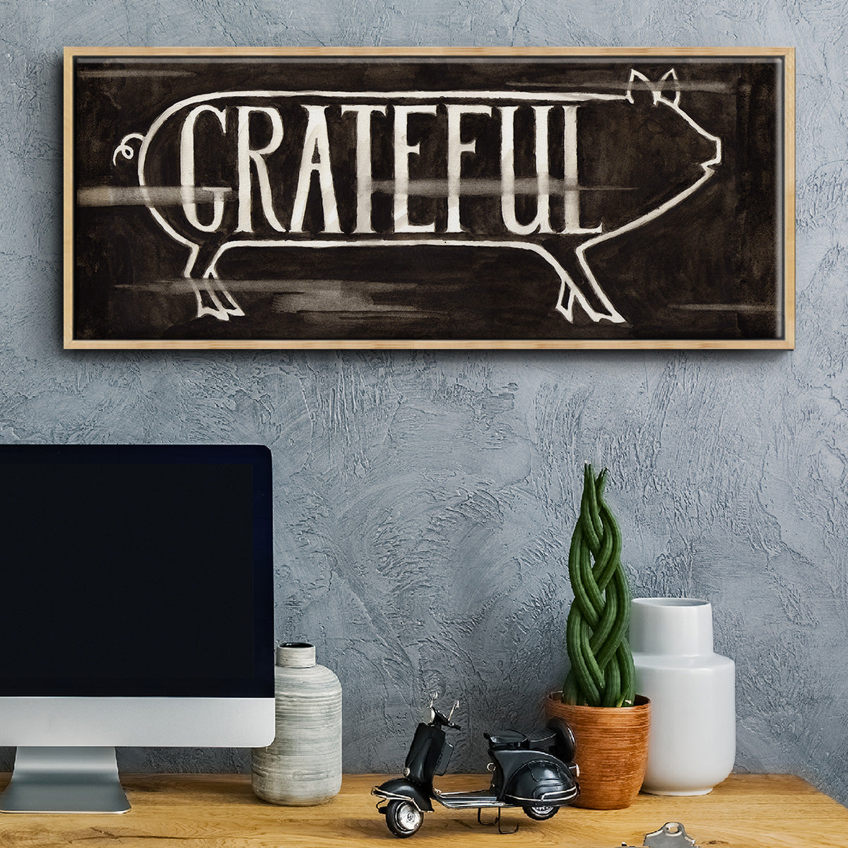 Grateful Pig - Floater Framed Canvas Print