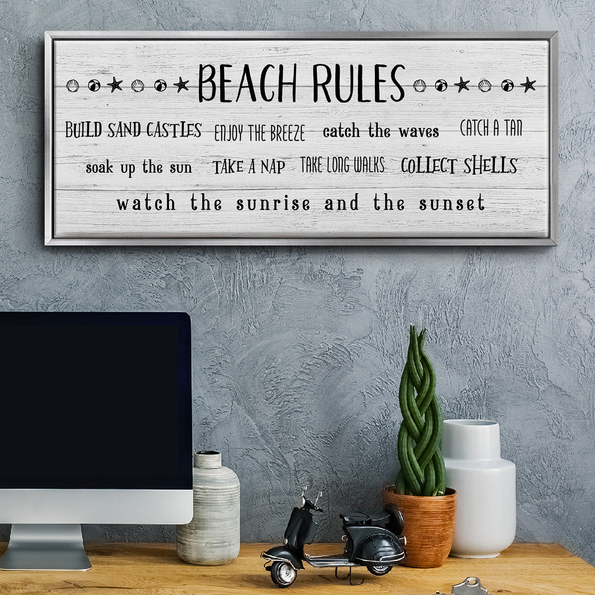 Rules of the Beach - Floater Framed Canvas Print