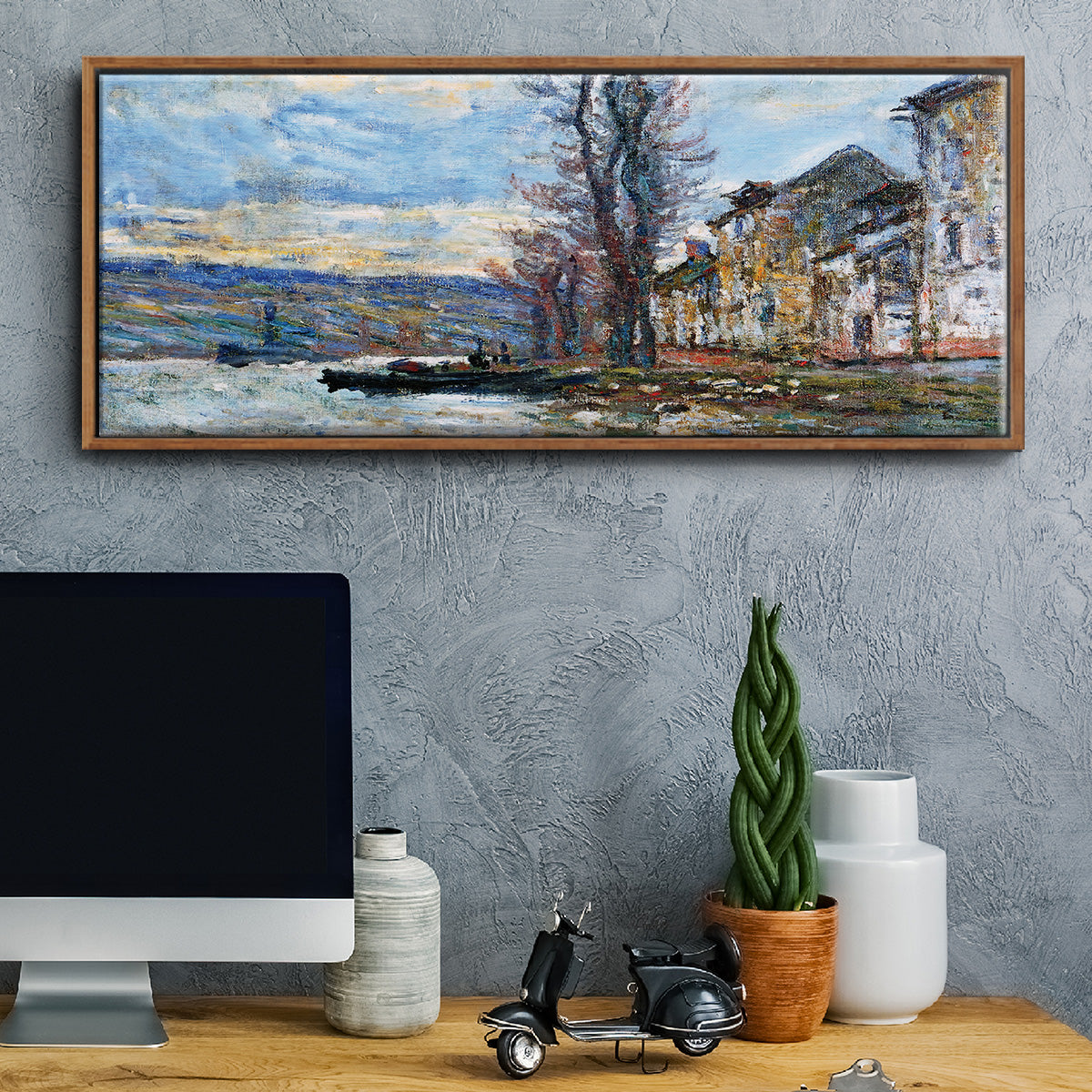 The Seine at Lavacourt, Winter, 1879 - Floater Framed Canvas Print