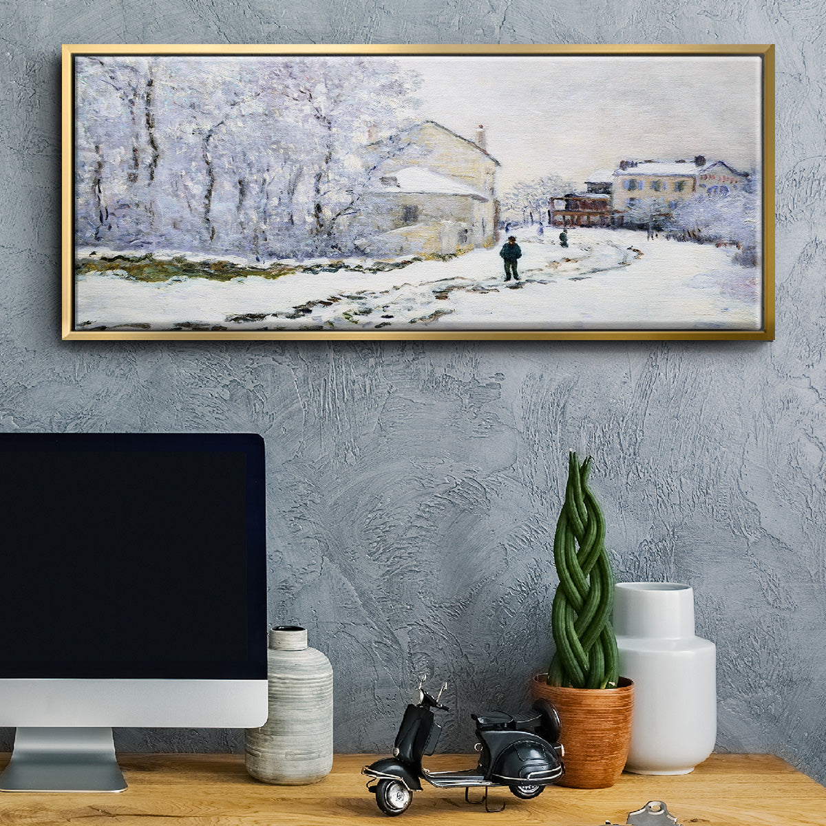 Snow in Argenteuil, 1875 - Floater Framed Canvas Print