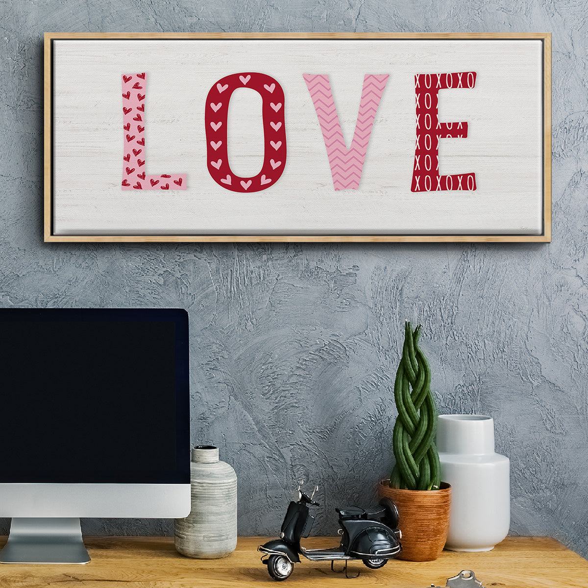 Patterned Love - Floater Framed Canvas Print