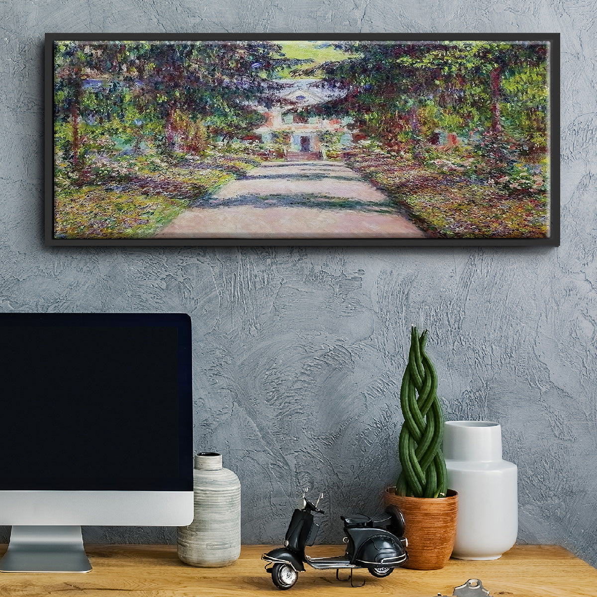 Pathway in Monet's Garden at Giverny, 1900 - Floater Framed Canvas Print