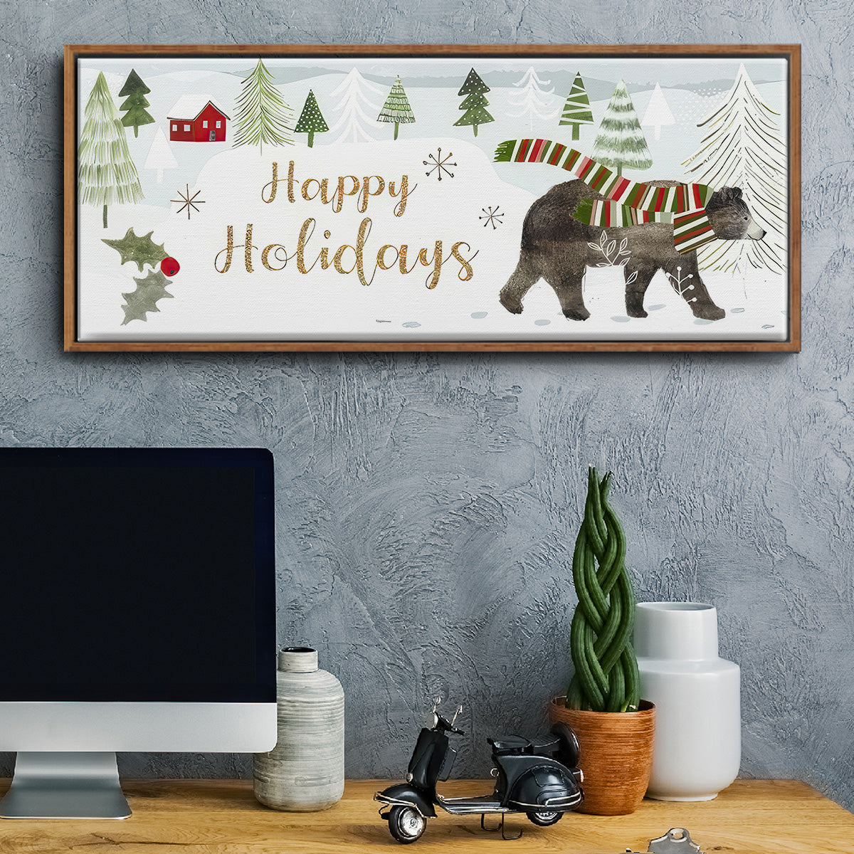 Woodland Christmas Collection D - Floater Framed Canvas Print