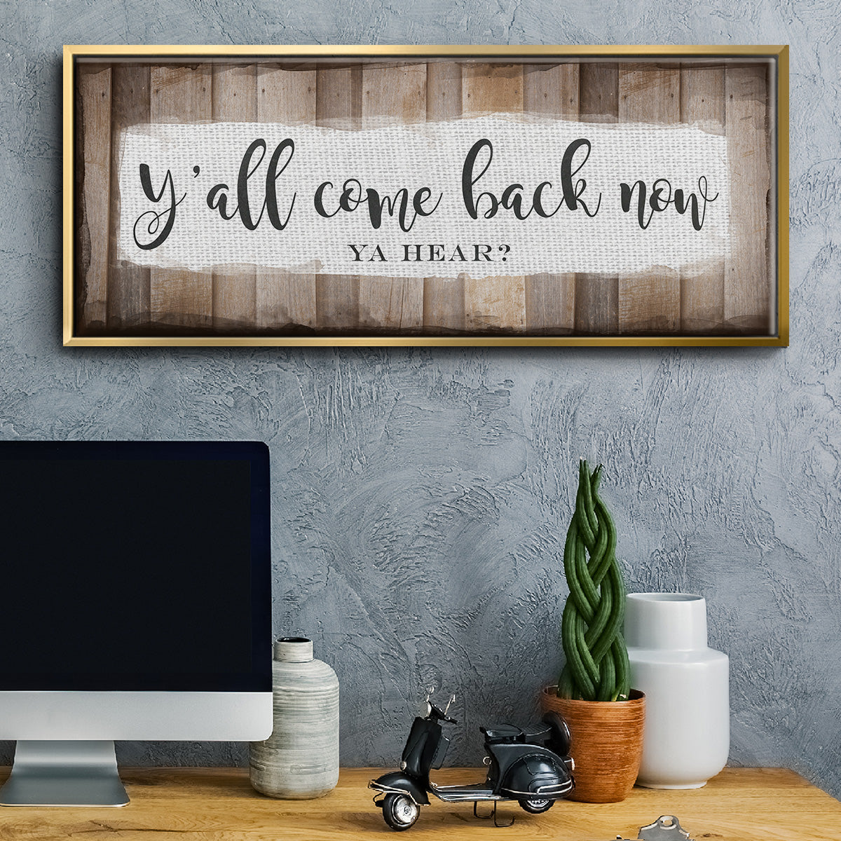 Y'all Come Back Now - Floater Framed Canvas Print