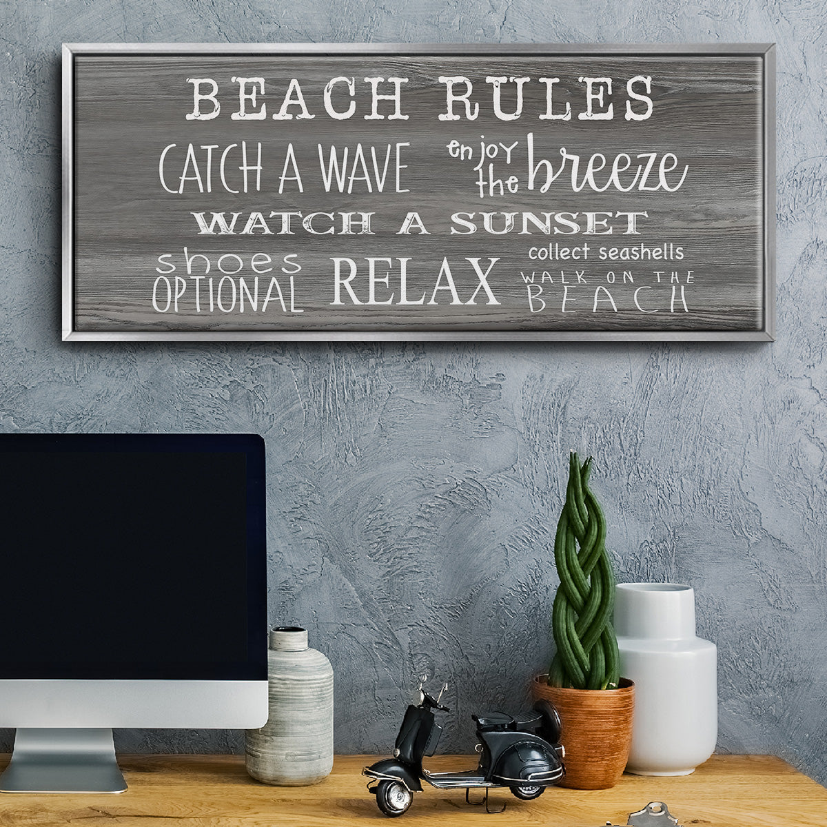 Beach Rules - Floater Framed Canvas Print