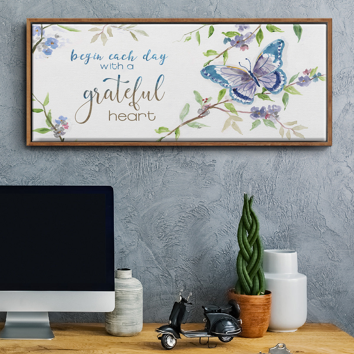 Begin Each Day - Floater Framed Canvas Print