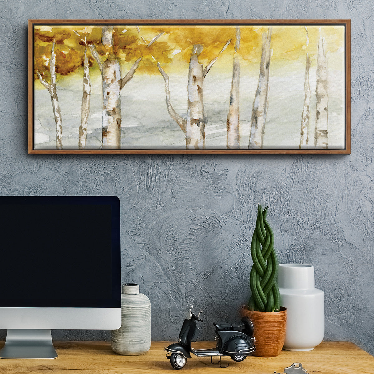 Golden Trees - Floater Framed Canvas Print