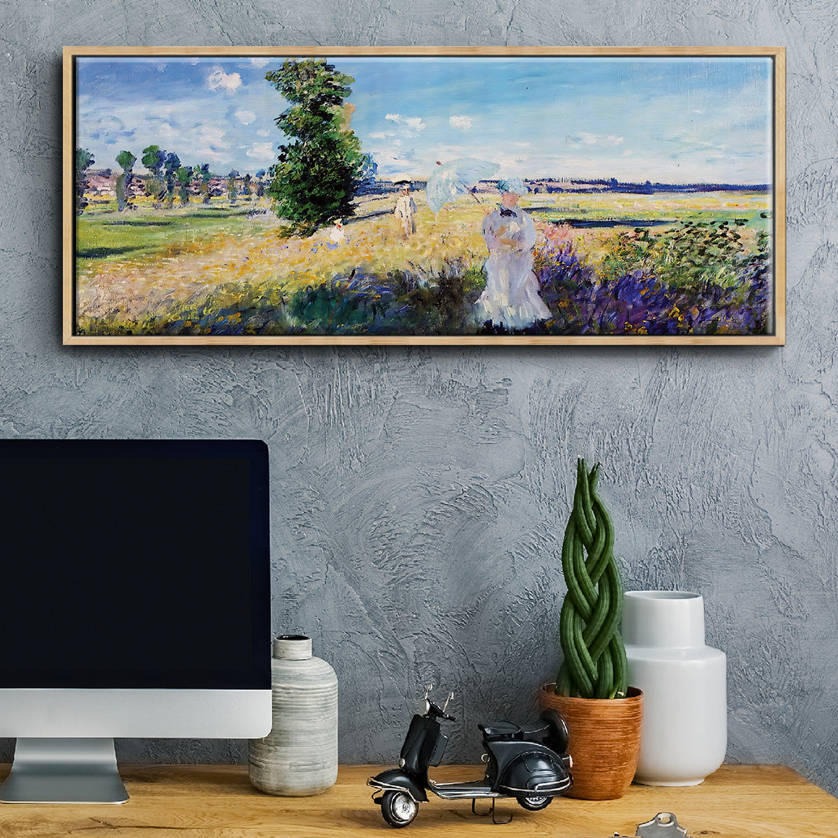 The Promenade, Argenteuil, 1875 - Floater Framed Canvas Print