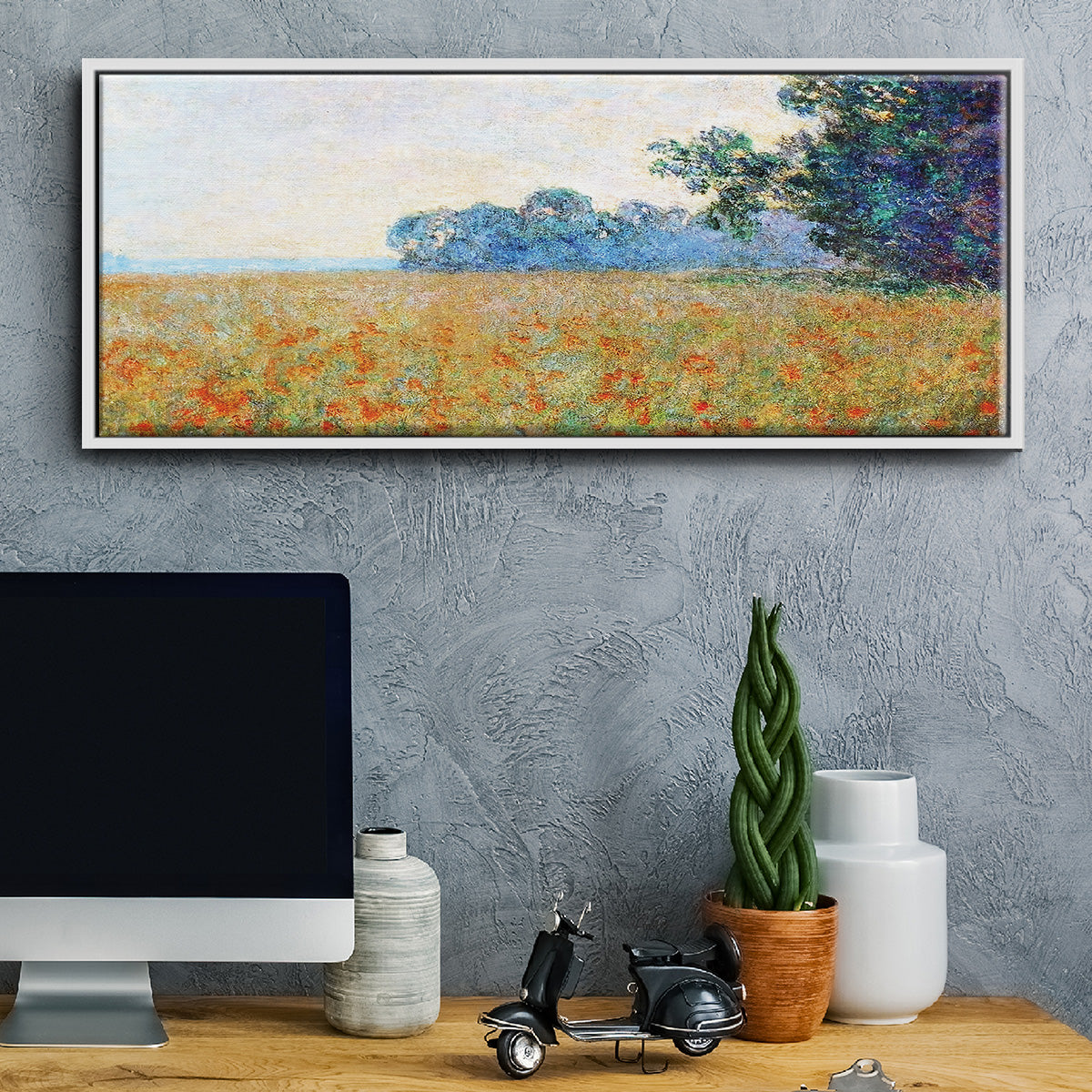 Oat and Poppy Field, 1890 - Floater Framed Canvas Print