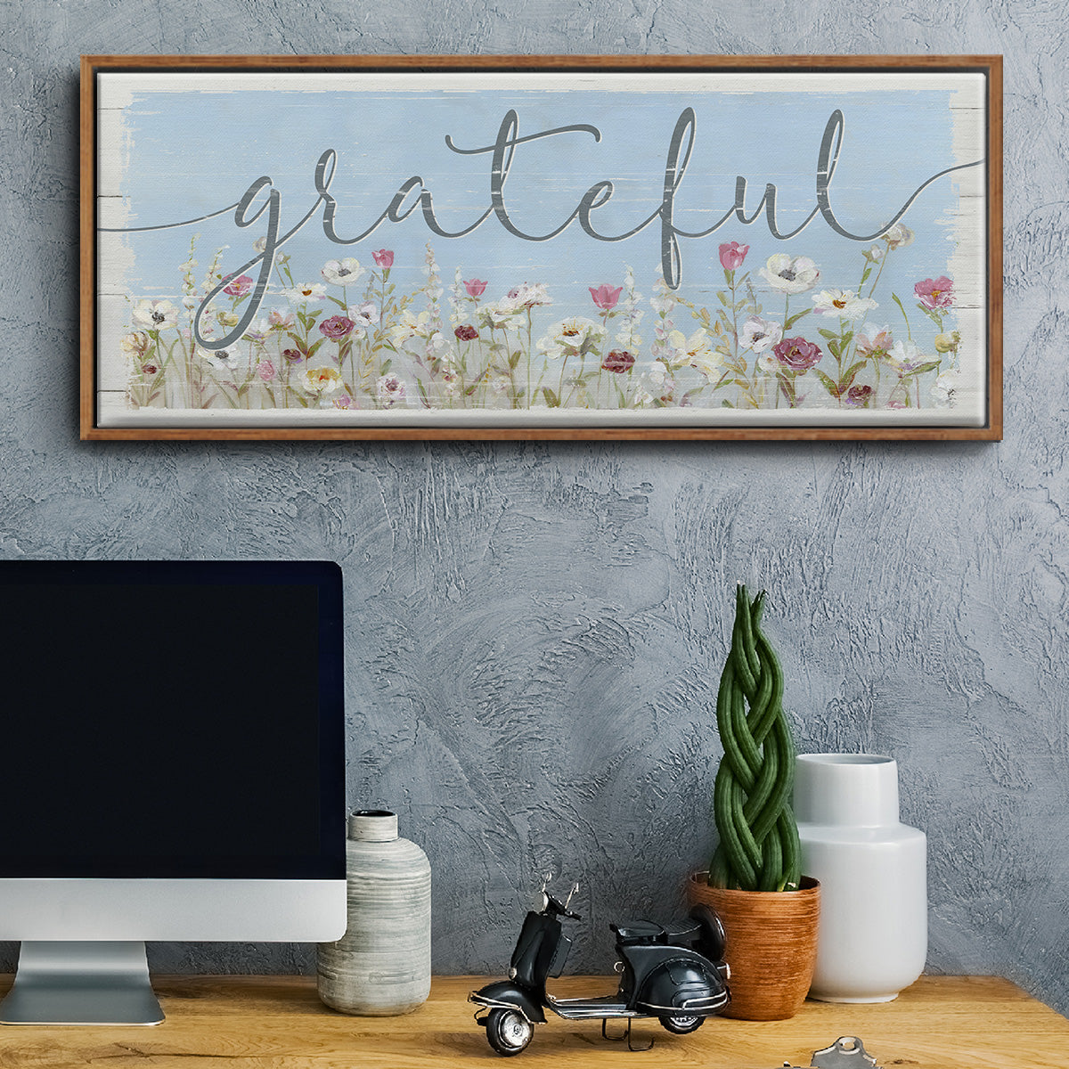 Bloomin Around Grateful - Floater Framed Canvas Print