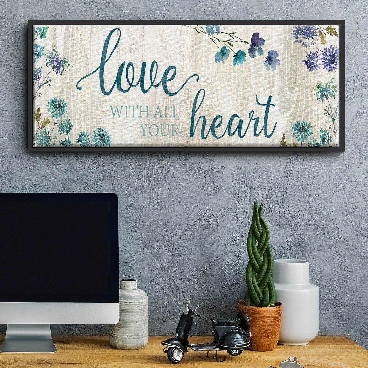 Love With All Your Heart - Floater Framed Canvas Print