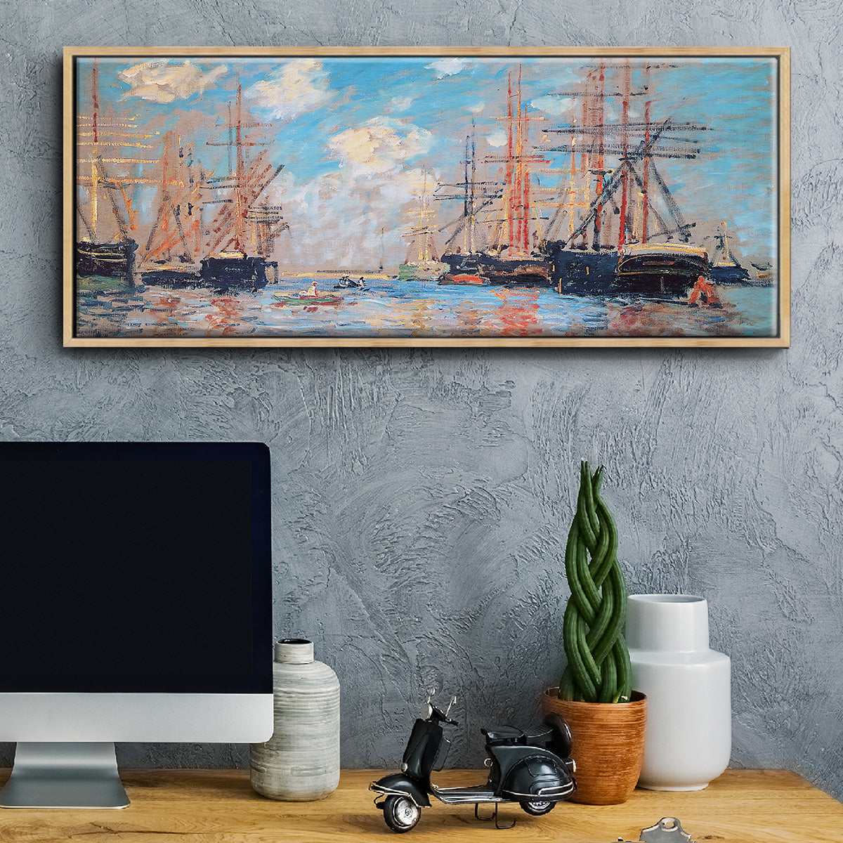The Sea, Port in Amsterdam, 1874 - Floater Framed Canvas Print