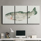 Three-panel canvas wall art featuring watercolor animal portrait, displayed above a desk in a home office.