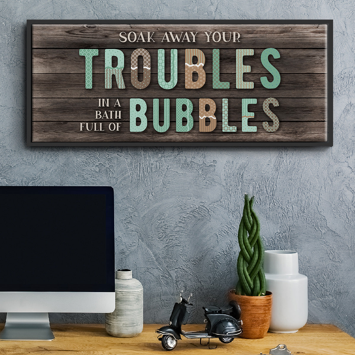 Troubles Bubbles - Floater Framed Canvas Print