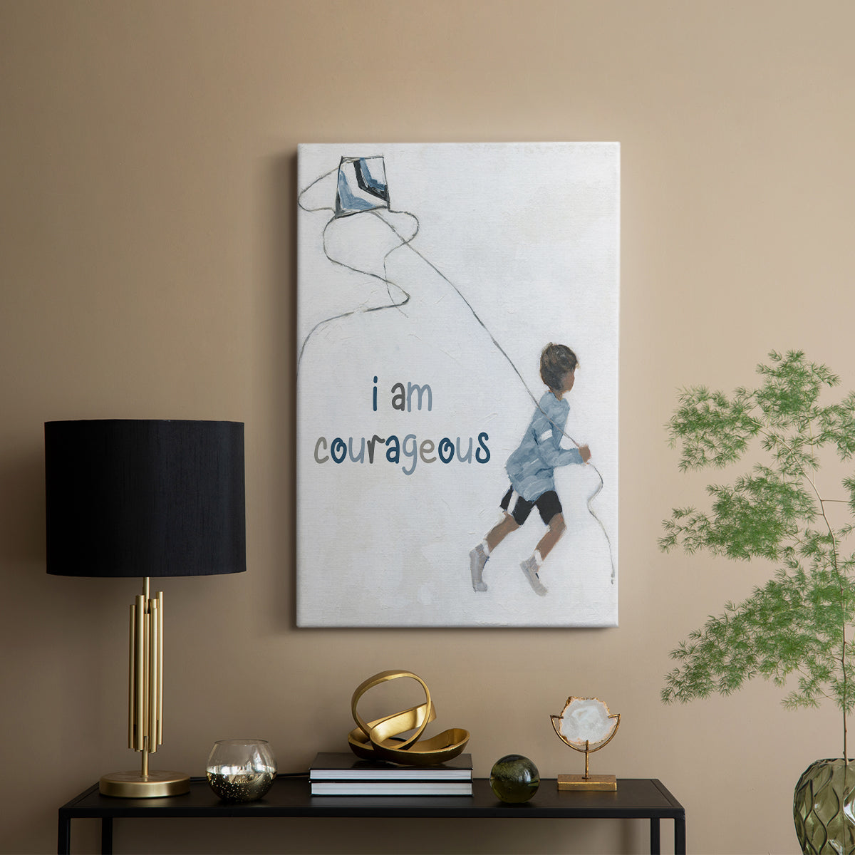 Boy Flying Kite - Canvas Art Print