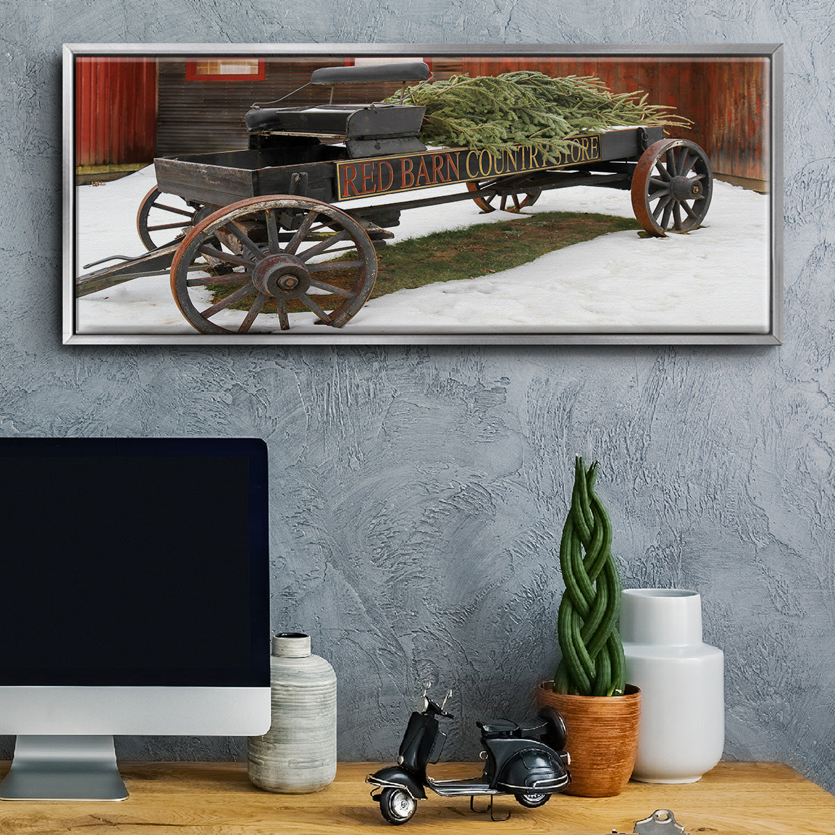 Country Store Wagon - Floater Framed Canvas Print