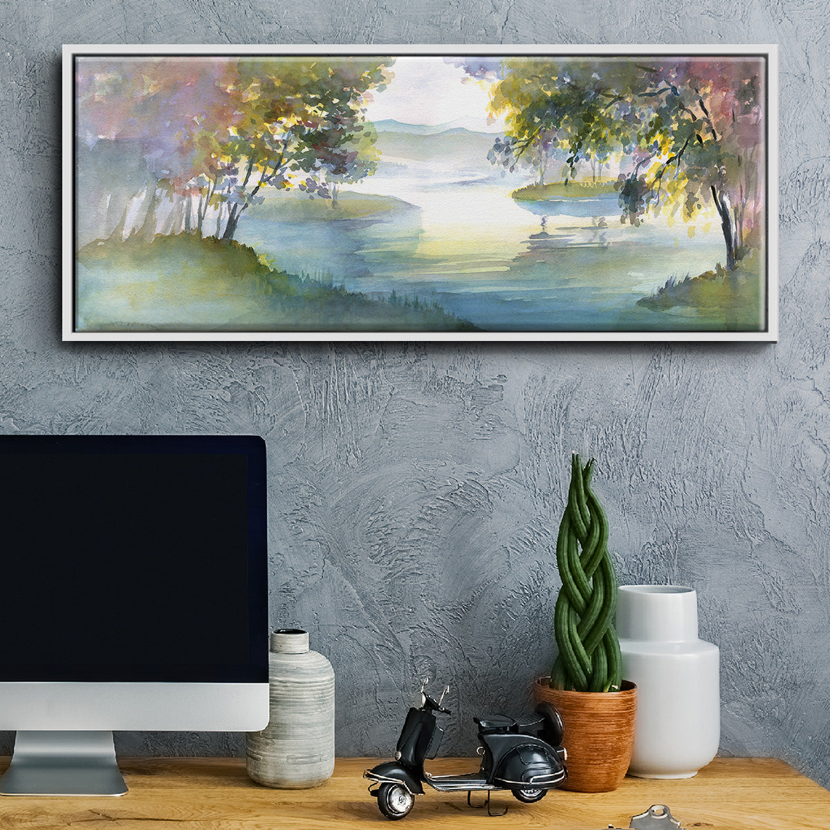Meandering Lake I - Floater Framed Canvas Print