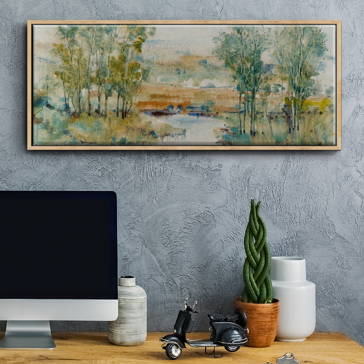 Trees on the Creek II - Floater Framed Canvas Print