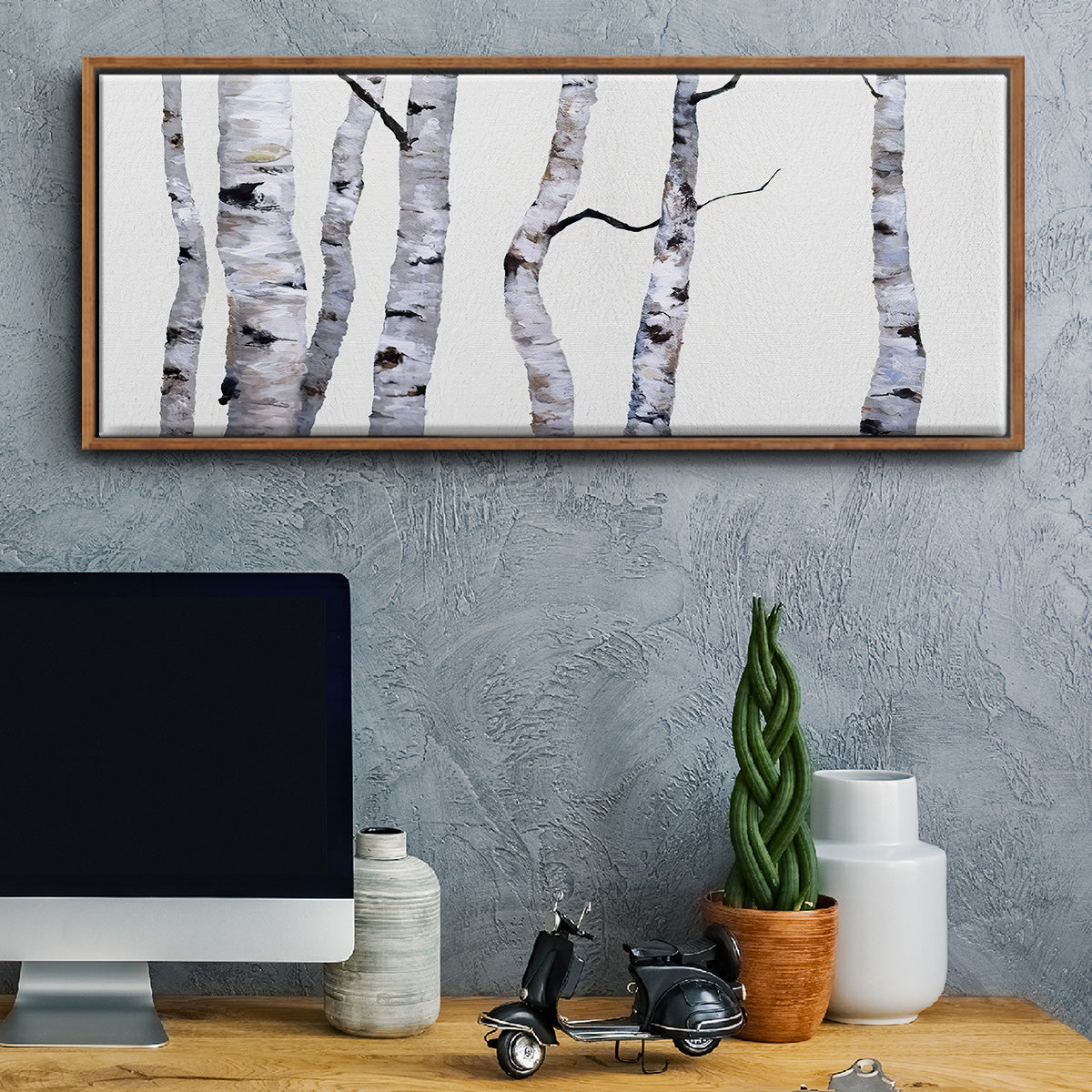 Birch Trees I - Floater Framed Canvas Print