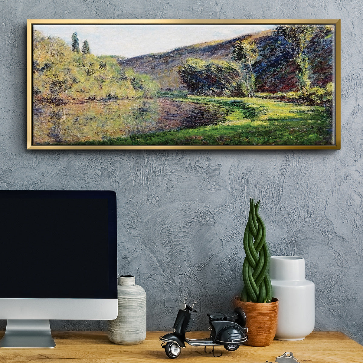 The Seine at Jeufosse, 1884 - Floater Framed Canvas Print