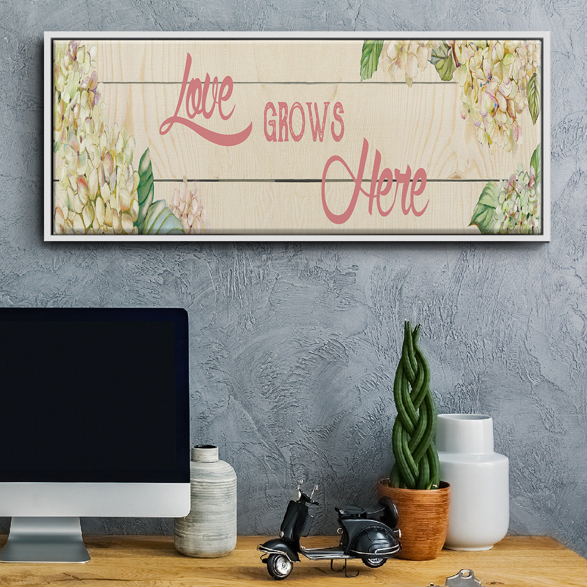 Love Grows Here - Floater Framed Canvas Print