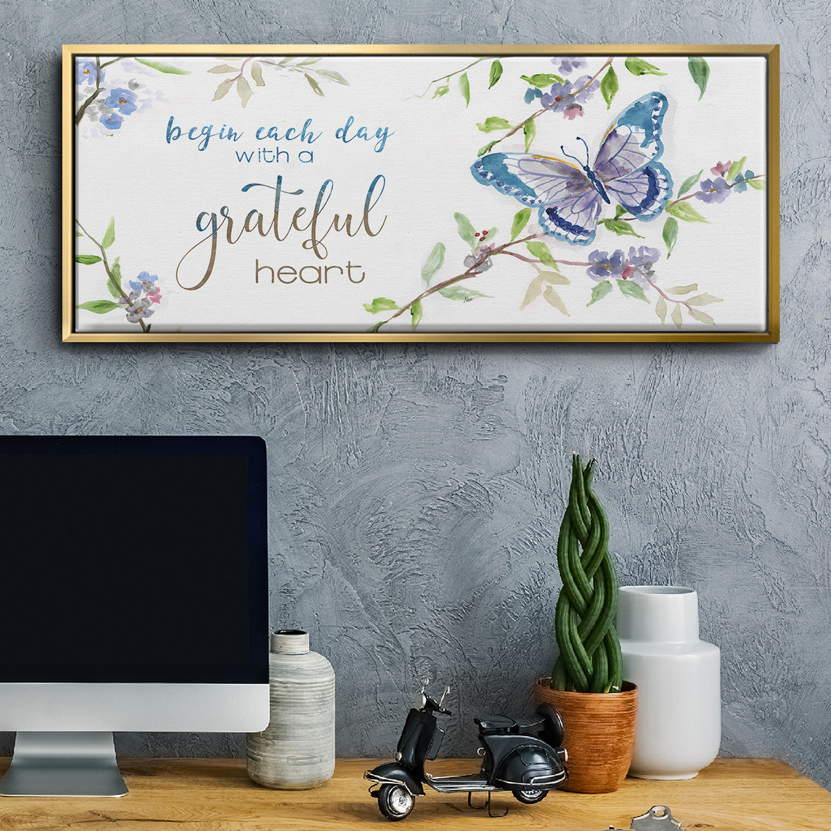 Begin Each Day - Floater Framed Canvas Print