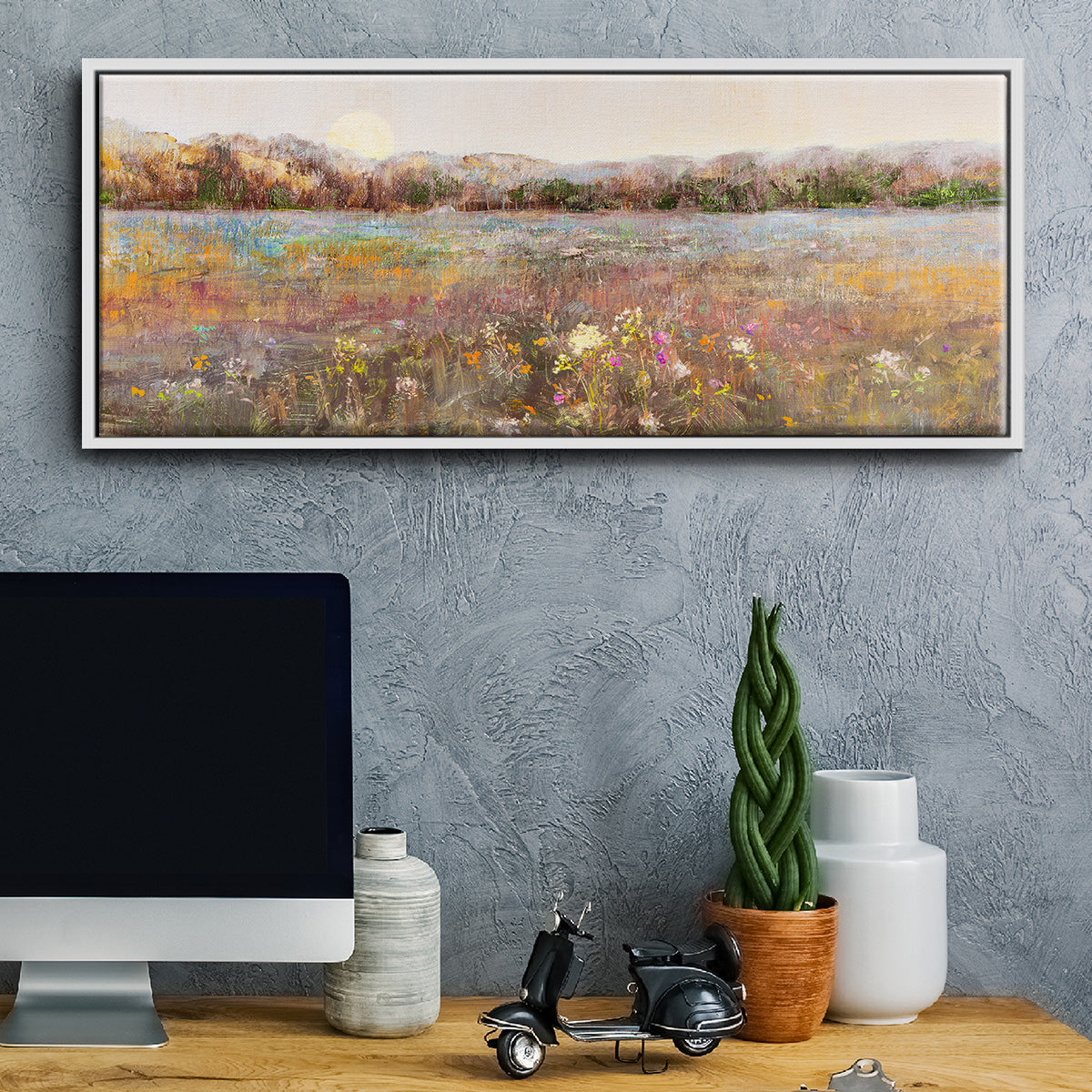 Meadow Moonrise - Floater Framed Canvas Print