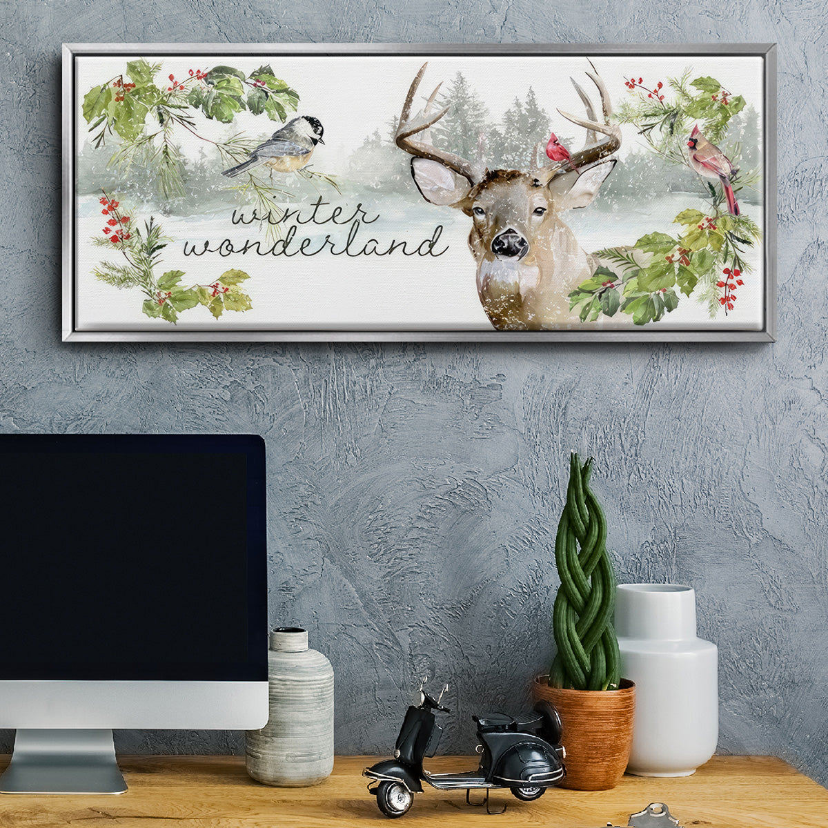Reindeer Woods - Floater Framed Canvas Print