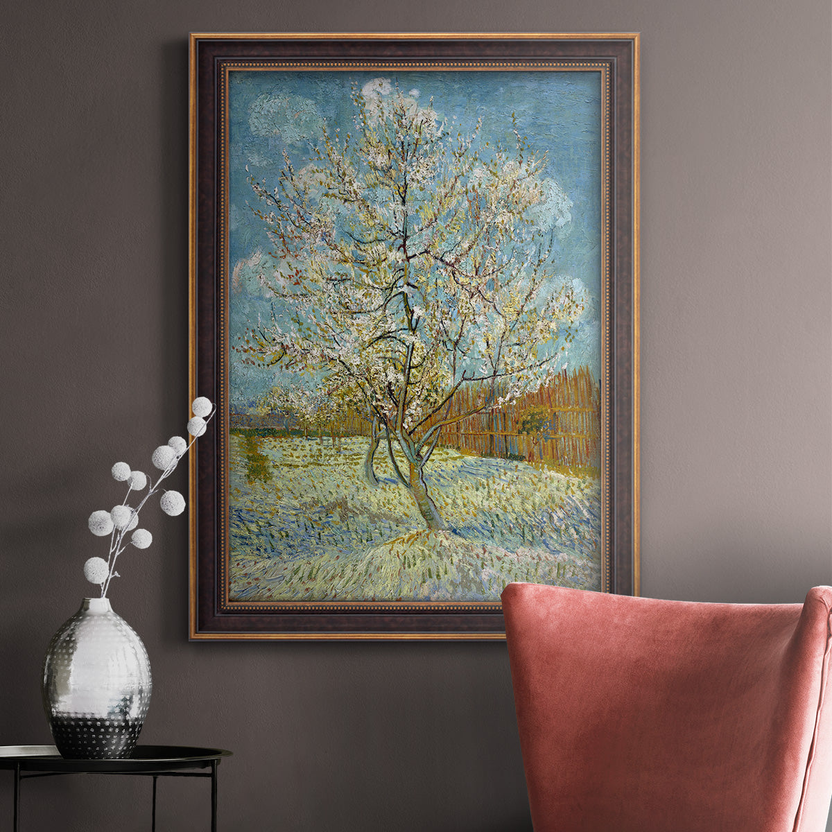  The Pink Peach Tree - Ornate Framed Canvas Print