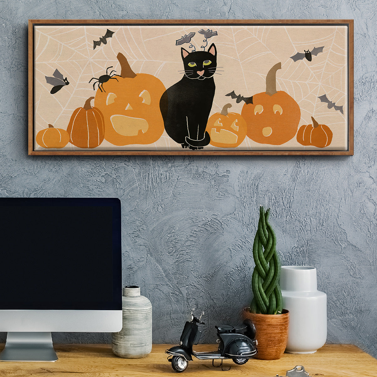 Pumpkin Patch Cats Collection D - Floater Framed Canvas Print