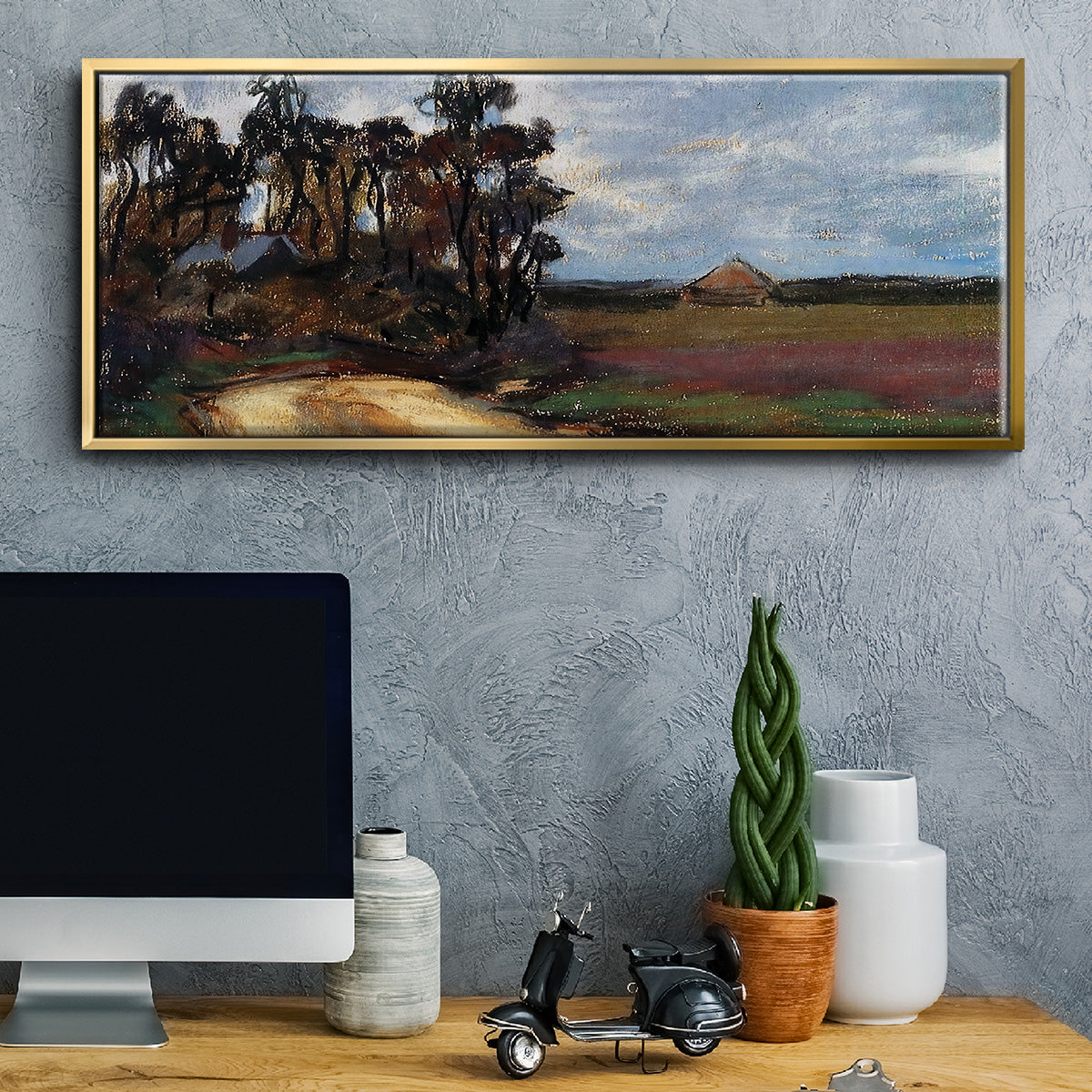 The Road and the House - Floater Framed Canvas Print