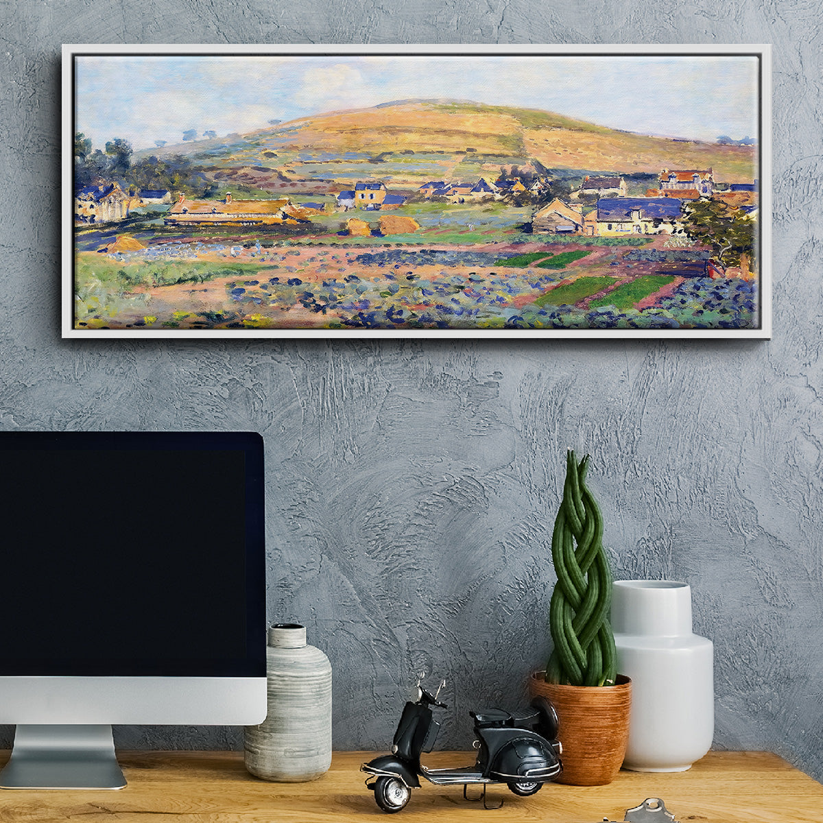 The Mount Riboudet in Rouen at Spring, 1872 - Floater Framed Canvas Print