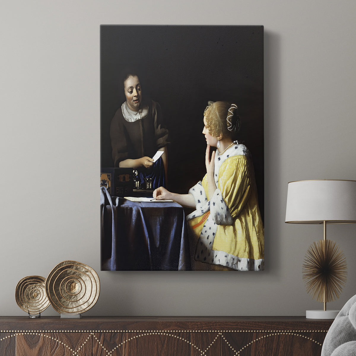 Canvas art print featuring a calm domestic moment with gentle contrast and detail displayed in a modern interior space.