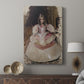 Canvas art print featuring a formal portrait with detailed fabric and gentle tones displayed in a modern interior space.