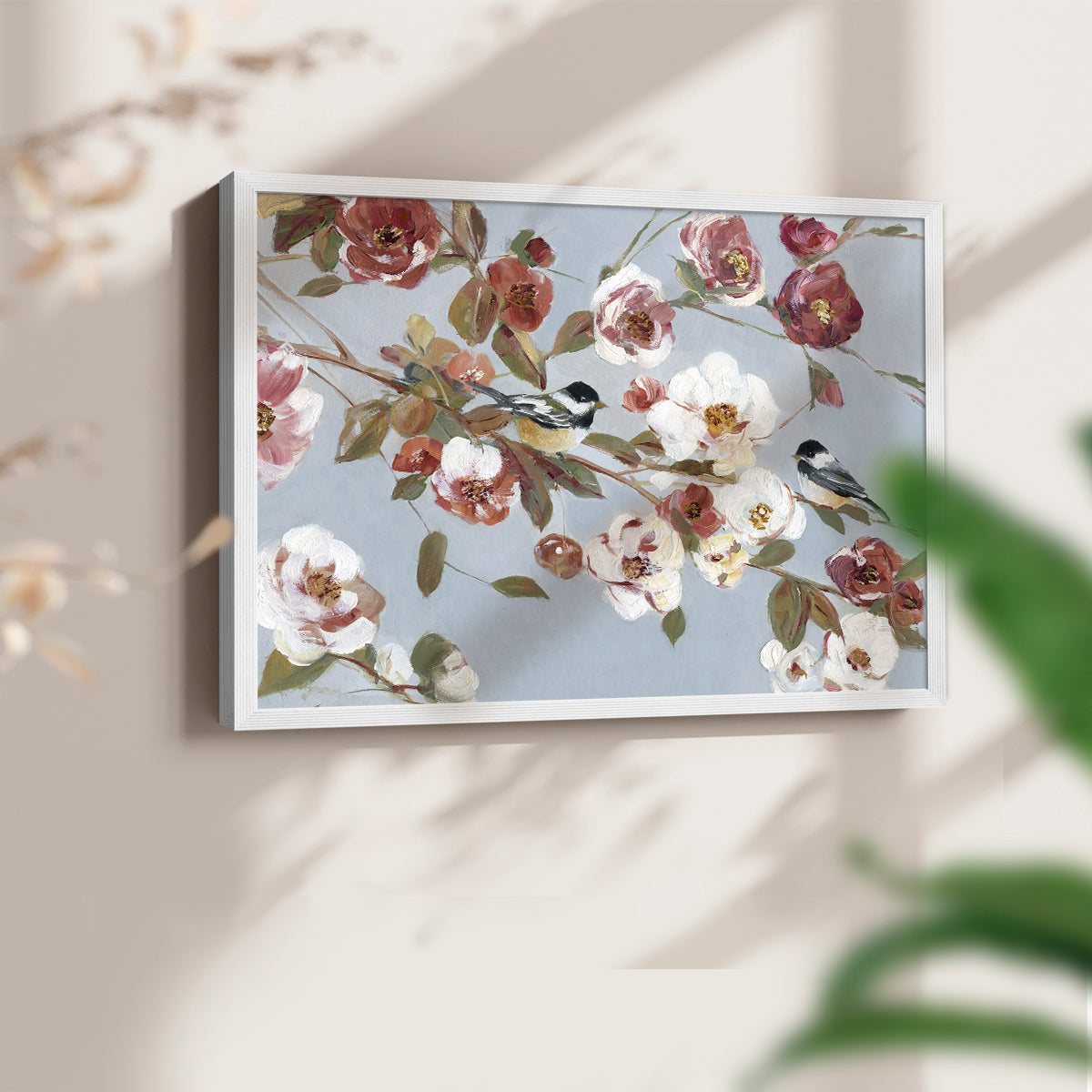 44432,artwork,flowers,songbirds,blooming,pastel colors,nature,painting,tranquility,floral,decor,home,birds,soft tones,wall art,still life,elegance,design,garden,wildlife,peace,beauty,colorful,composition,branches,brushwork,canvas,contemporary,aesthetic,visual,spring,serene,charm,details,flora,fauna,modern,interior design,color palette,harmony,inspiration,Re-stickable,Plants & Flowers