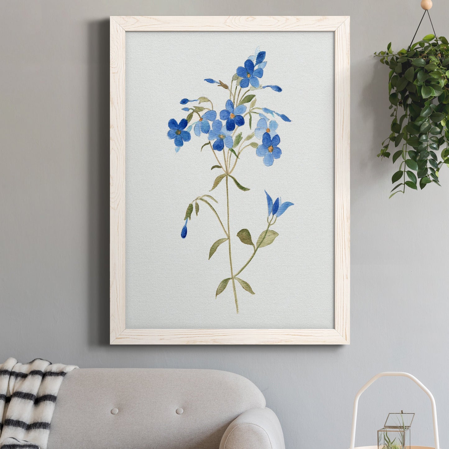 Blue Blossom Botanical II - Premium Canvas Framed in Barnwood - Ready to Hang